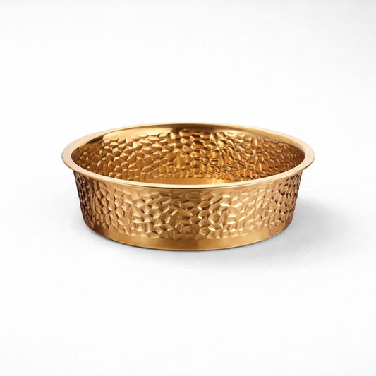 Aurelius Gilded Bowl – Luxe RVS Voerbak met Gouden Afwerking