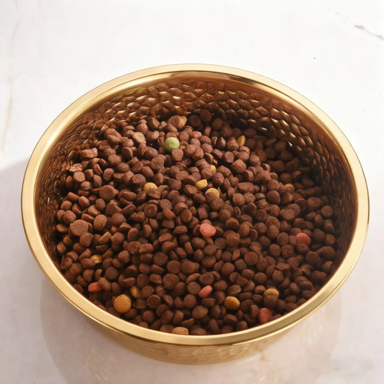 Aurelius Gilded Bowl – Luxe RVS Voerbak met Gouden Afwerking